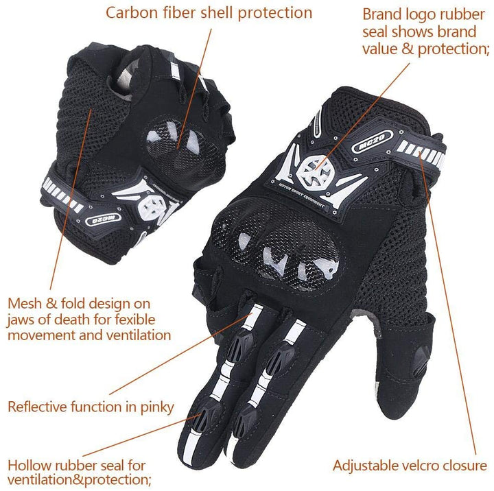 SCOYCO Touch Screen Carbon Fiber Knuckle Protective Shockproof Wear Resistant Ventilate Crashproof Summer Breathable Motorcycle Gloves