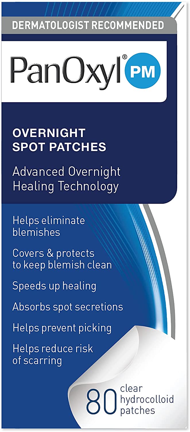 PanOxyl PM Overnight Spot Patches, Advanced Hydrocolloid Healing Technology, Fragrance Free, 80 Count - 3alababak