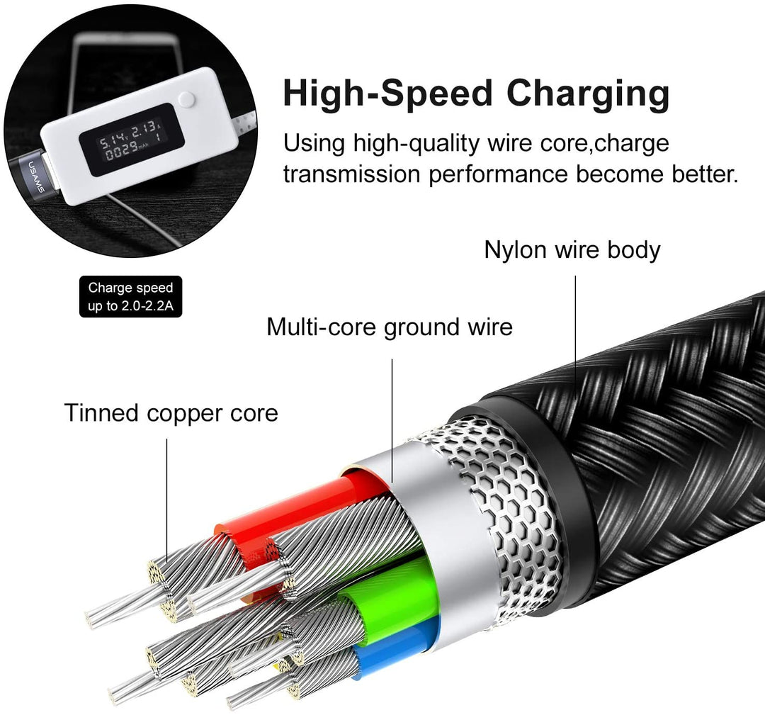 Multi Charging Cable USAMS 4FT 4 in 1 Nylon Braided Multiple USB