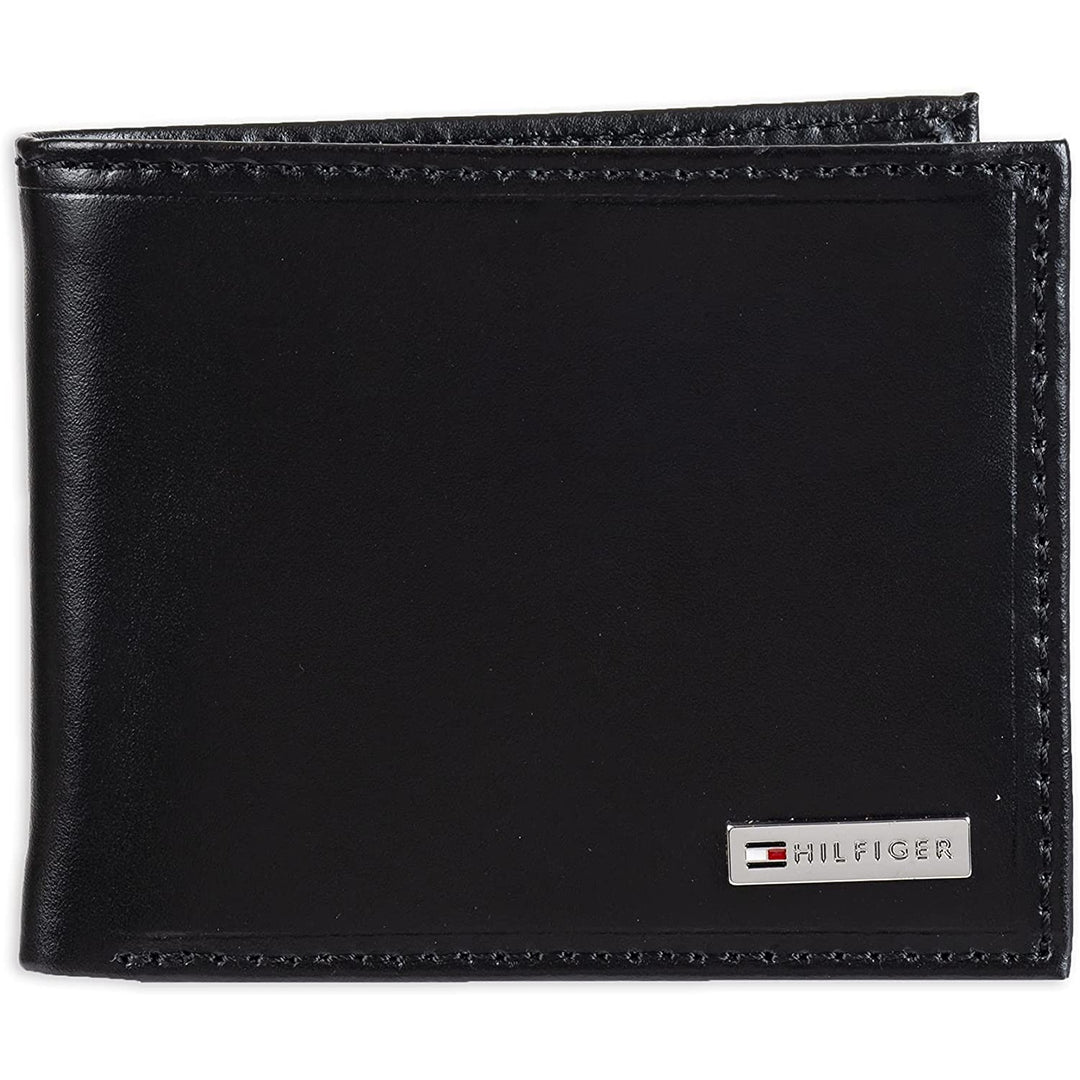 Tommy Hilfiger 31TL22X053 Men's Leather Passcase Wallet Black Plaque - 3alababak