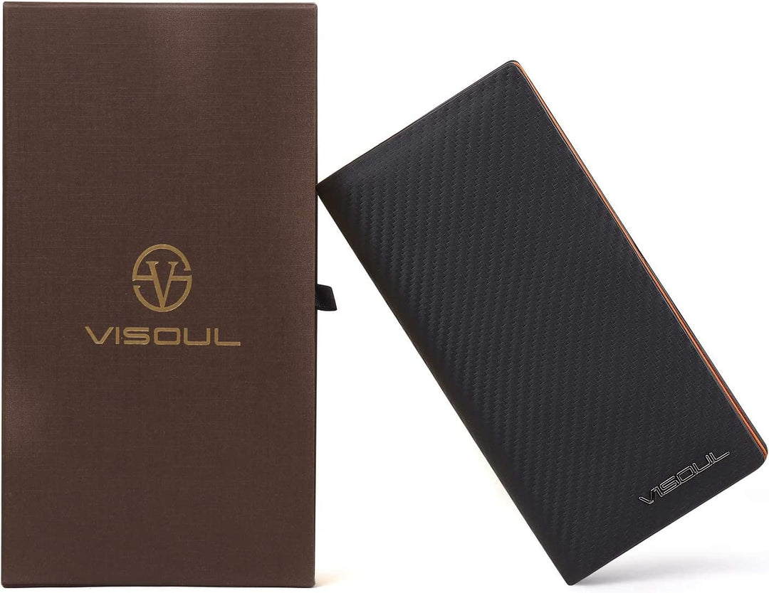  VISOUL Men's Leather Long Checkbook Bifold Wallets with RFID  Blocking, Breast Pocket Tall Billfold Secretary Wallet for Men with Card  Slots (Black) : Clothing, Shoes & Jewelry