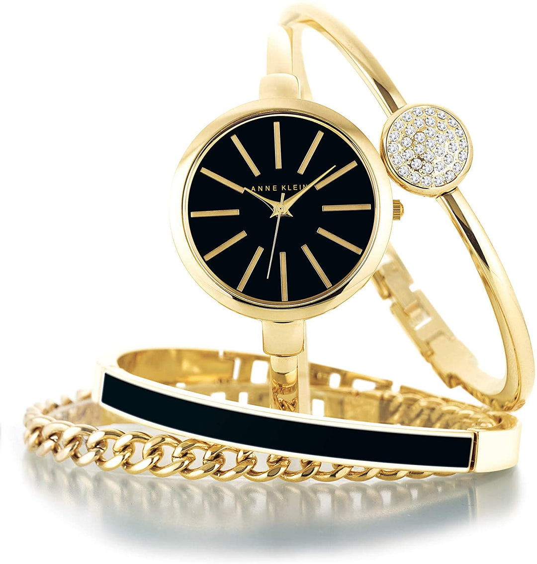 Anne Klein AK/1470GBST Bangle Watch and Bracelet Set - 3alababak