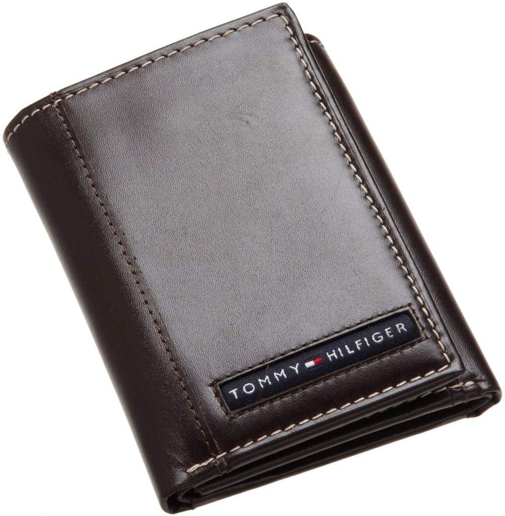 Tommy Hilfiger 31TL11X033 Men's Leather Cambridge Trifold Wallet Brown - 3alababak
