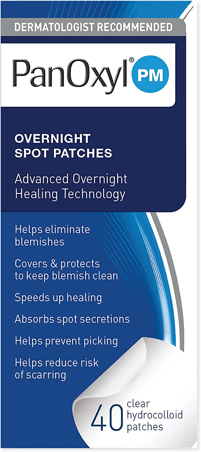 PanOxyl PM Overnight Spot Patches, Advanced Hydrocolloid Healing Technology, Fragrance Free, 40 Count - 3alababak