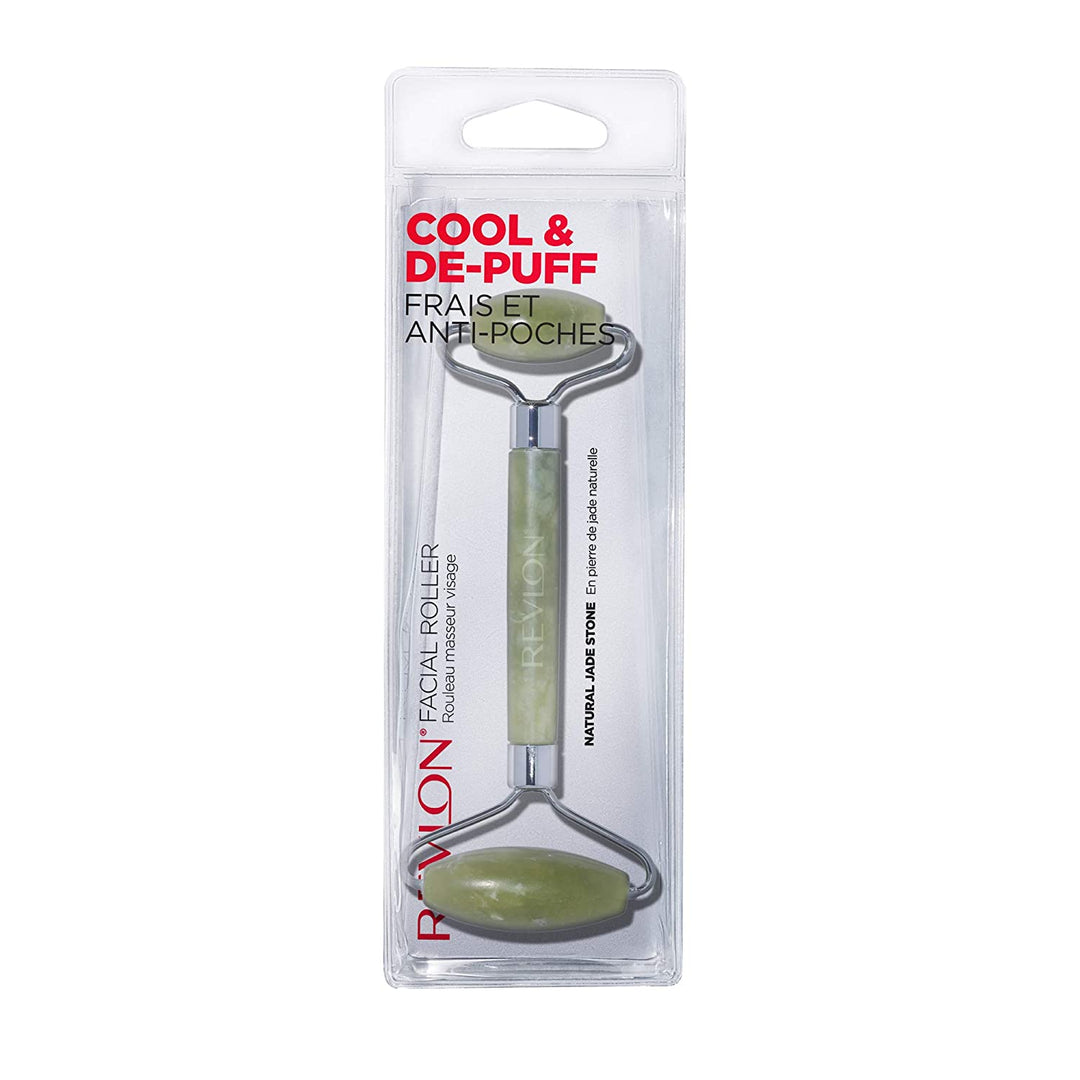 REVLON Jade Stone Facial Roller, Dual-Sided Face Massager to Cool and De-Puff, Jade Cooling Stone Roller - 3alababak
