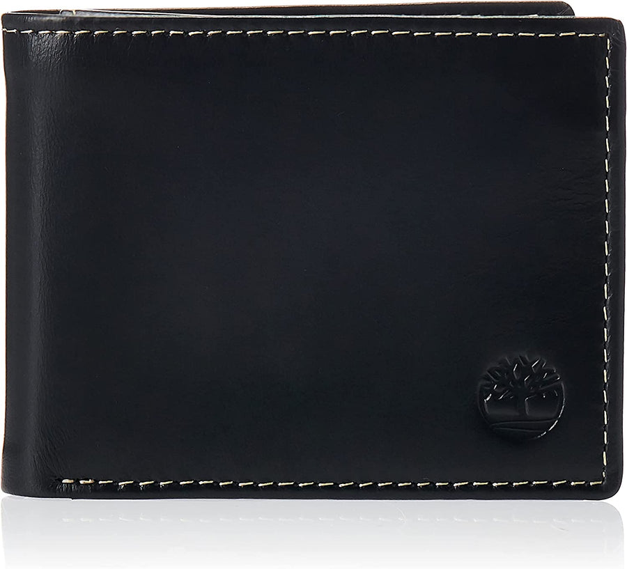 Timberland D01387/08 Men's Leather Wallet with Attached Flip Pocket Black - 3alababak