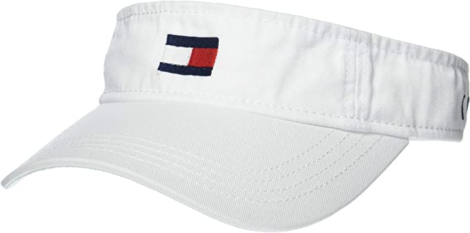 Tommy Hilfiger Men's Dad Hat Flag Solid Cotton Visor Cap - Bright Classic White - 3alababak