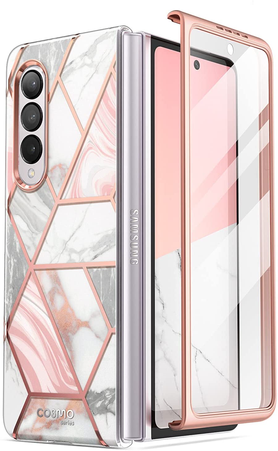 i-Blason Cosmo Series Case for Samsung Galaxy Z Fold 3 5G (2021), Slim Stylish Protective Bumper Case with Built-in Screen Protector - 3alababak
