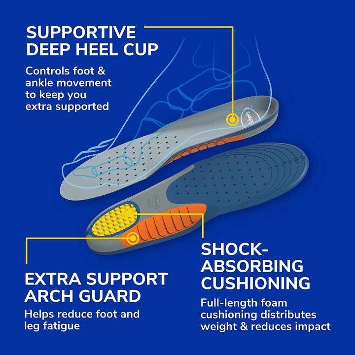 Dr. Scholl's Heavy Duty Support Insole Orthotics, Big & Tall, 200lbs+, Wide Feet, Shock Absorbing, Arch Support, Distributes Pressure, Trim to Fit Inserts, Work Boots & Shoes, Men Size 8-14