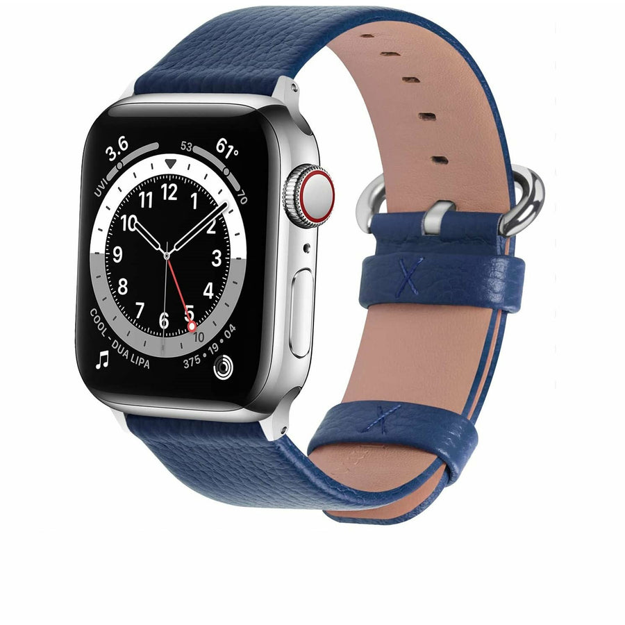 Fullmosa Apple Watch Band Calf Leather Compatible iWatch Band/Strap Compatible Apple Watch SE & Series 7/6/5/4/3/2/1, Size 44, 42 & 45mm - Dark Blue - 3alababak