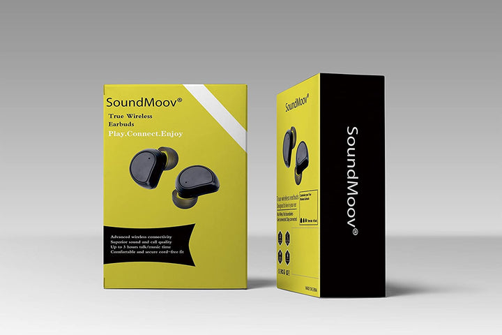 Sound Moov Mini Wireless Earbuds With Charging Box - Black - 3alababak