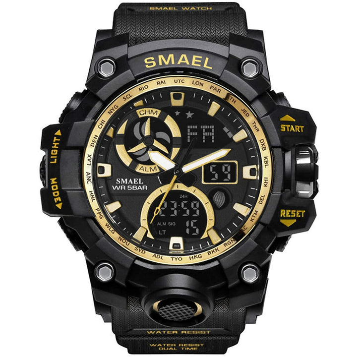 Military Men's Sports Analog Quartz Watch Dual Display Alarm Digital Watches with LED Backlight SM1545 - 3alababak