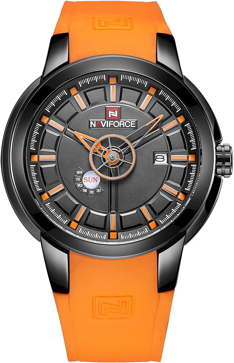NaviForce Silicone Strap Date Men Quartz Sport Watch Calendar Mens Watches NF9017M - 3alababak