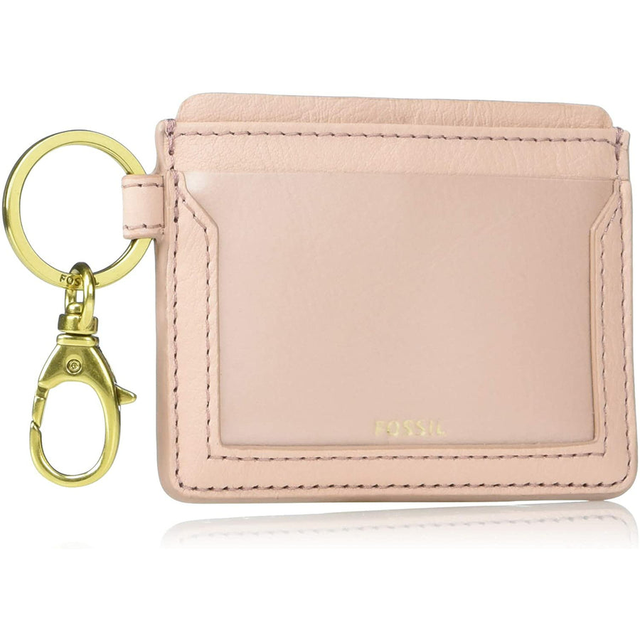 Fossil Women's Lee Leather Card Case Wallet With Keychain Dusty Rose - 3alababak