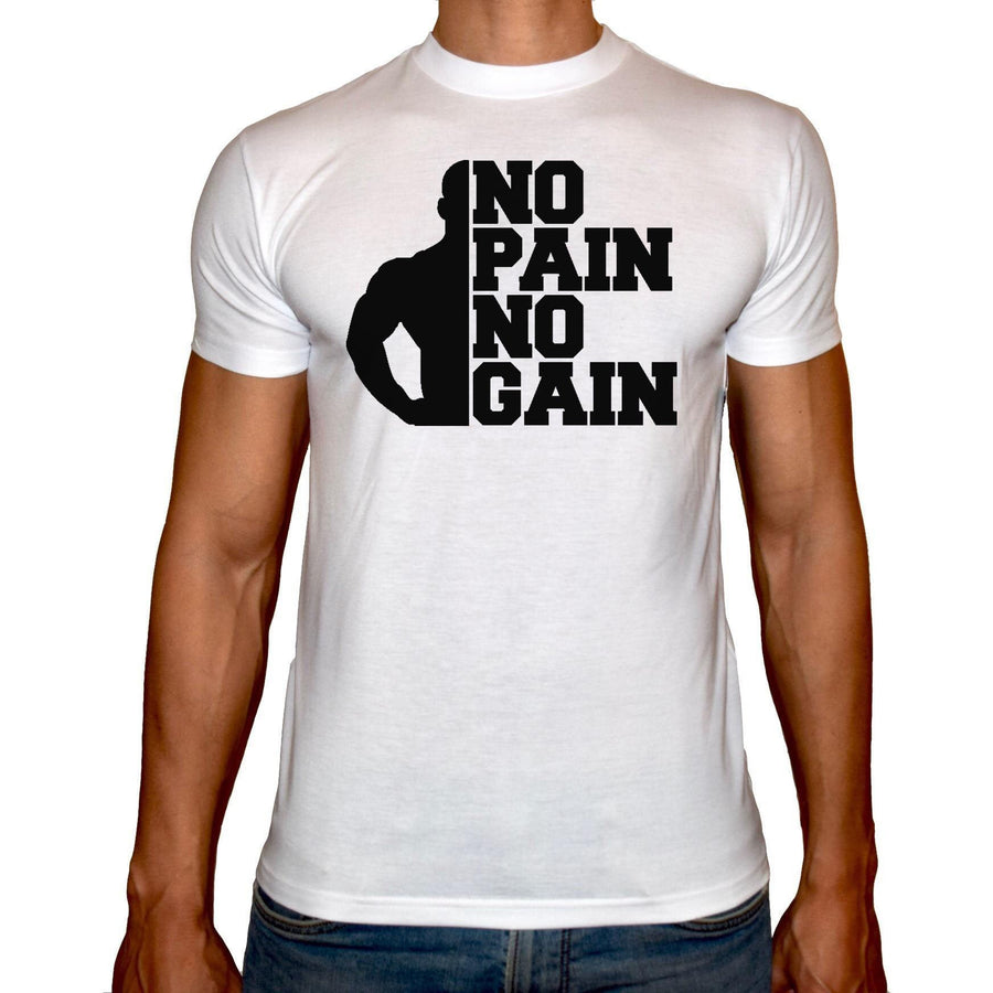 Phoenix WHITE Round Neck Printed T-Shirt Men (No pain no gain) - 3alababak