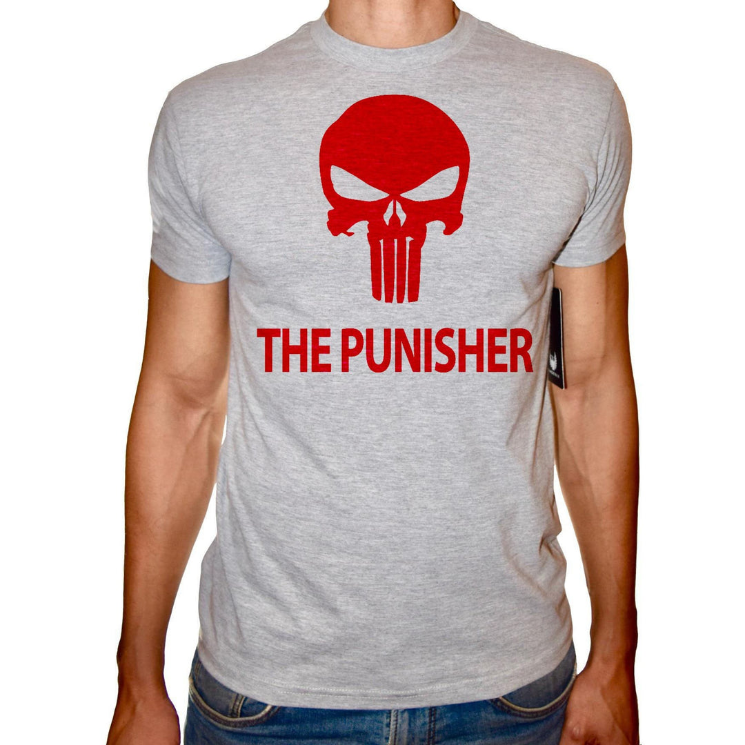 Phoenix GREY Round Neck Printed T-Shirt Men (The punisher) - 3alababak