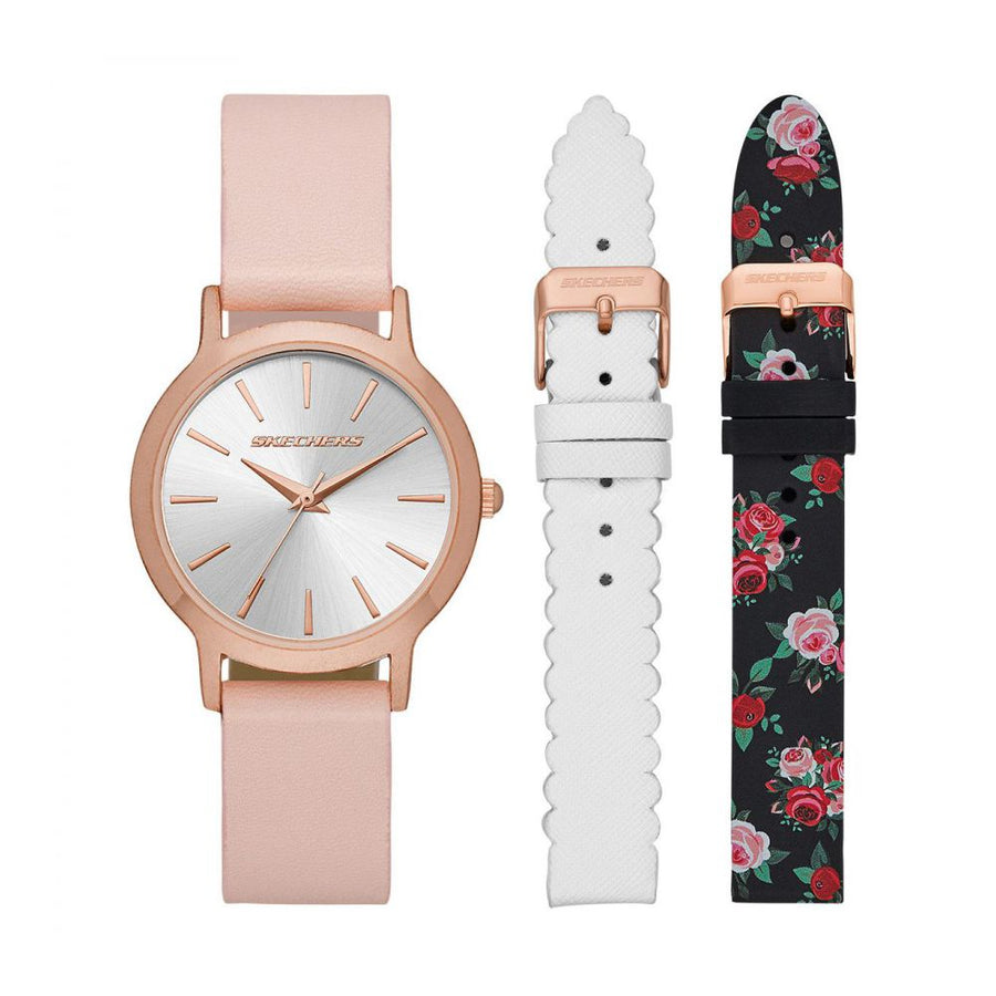 Skechers SR9027 Women's Quartz Watch Rose/Floral Band Gift Set - 3alababak