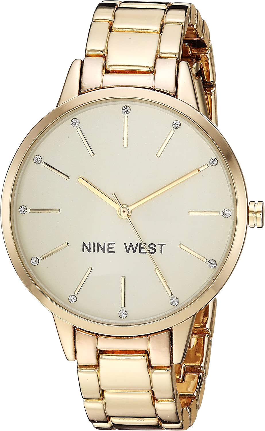 Nine West Women's NW/2098CHGB Crystal Accented Bracelet Watch - 3alababak