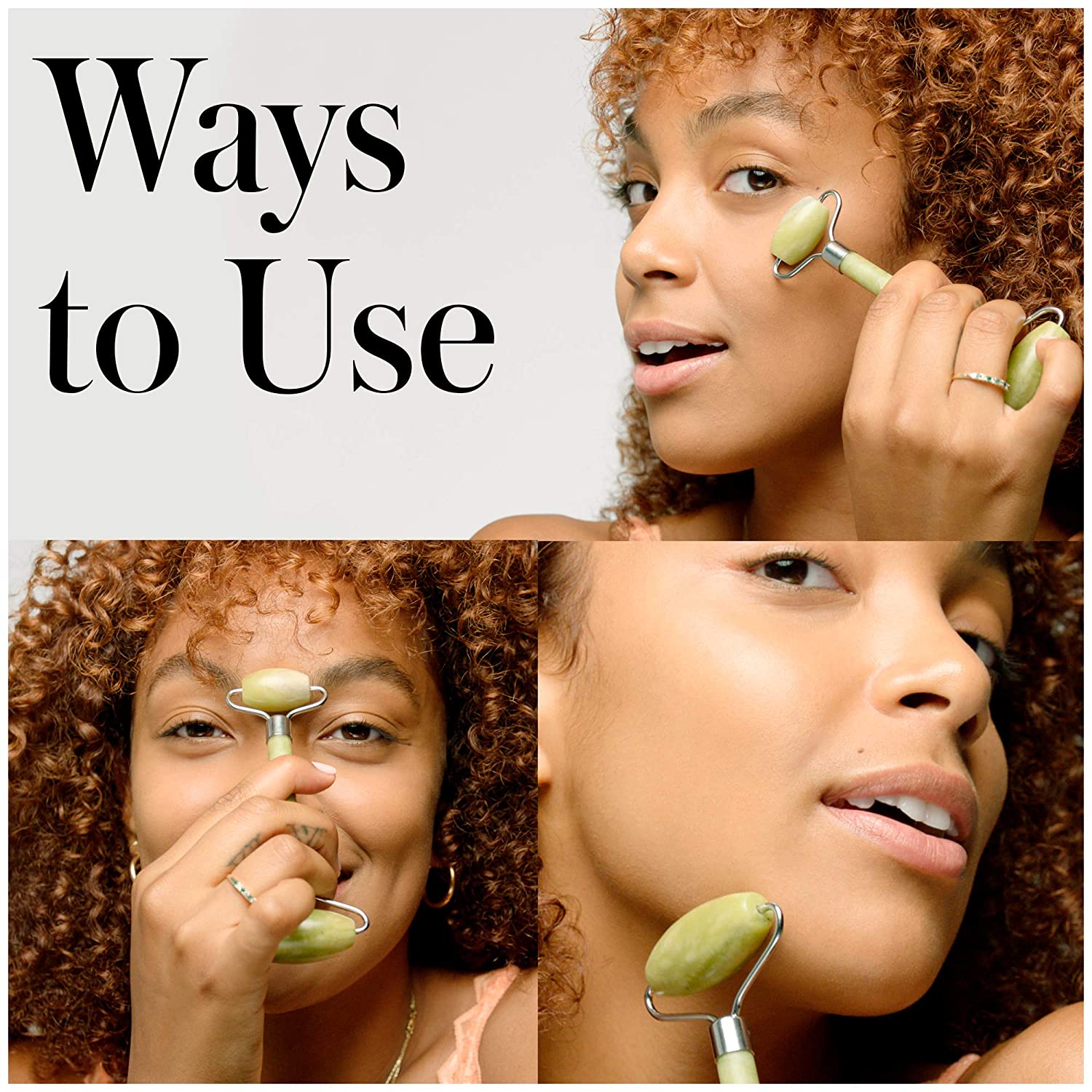 REVLON Jade Stone Facial Roller, Dual-Sided Face Massager to Cool and De-Puff, Jade Cooling Stone Roller - 3alababak