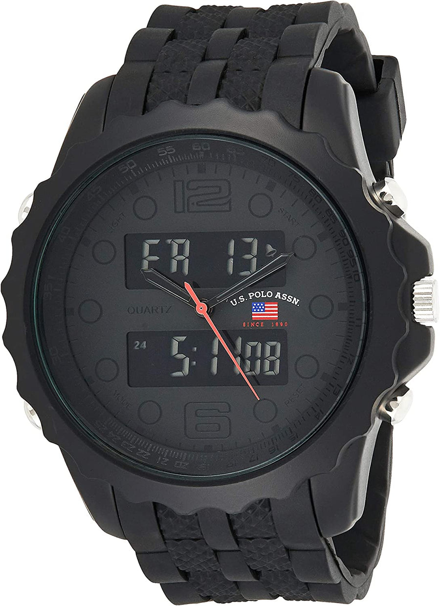 U.S. Polo Assn. Sport Men's US9269 Black Watch With Black Rubber Band - 3alababak