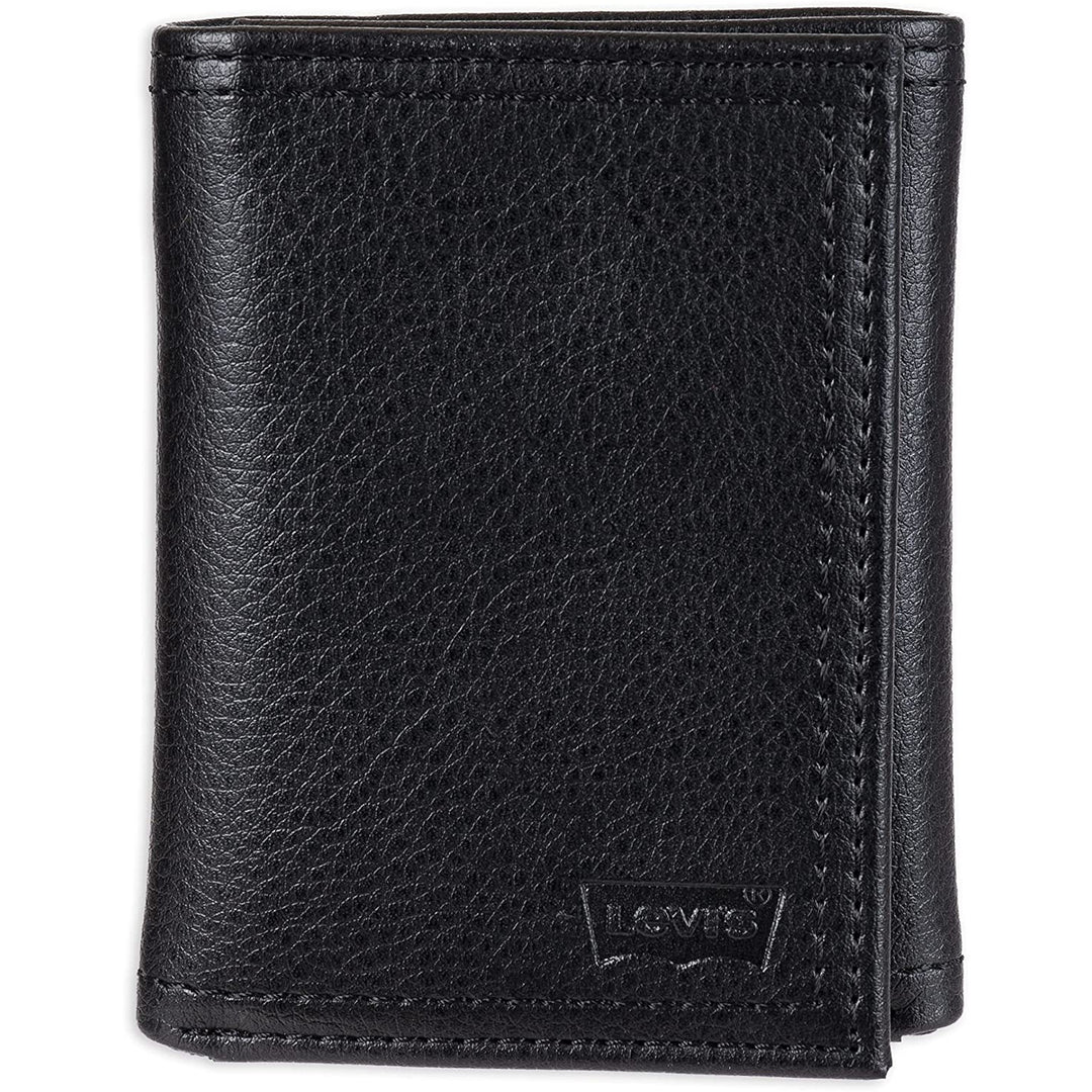 Levi's Men's Trifold Wallet-Sleek and Slim Includes Id Window Noir Black 31LV1197 - 3alababak