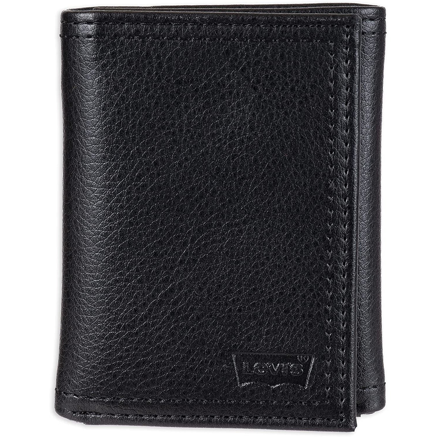 Levi's Men's Trifold Wallet-Sleek and Slim Includes Id Window Noir Black 31LV1197 - 3alababak