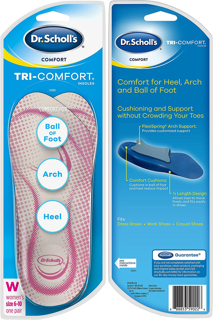 Dr. Scholl's Tri-Comfort Insoles - for Heel, Arch Support and Ball of Foot with Targeted Cushioning (for Women's 6-10) - 3alababak