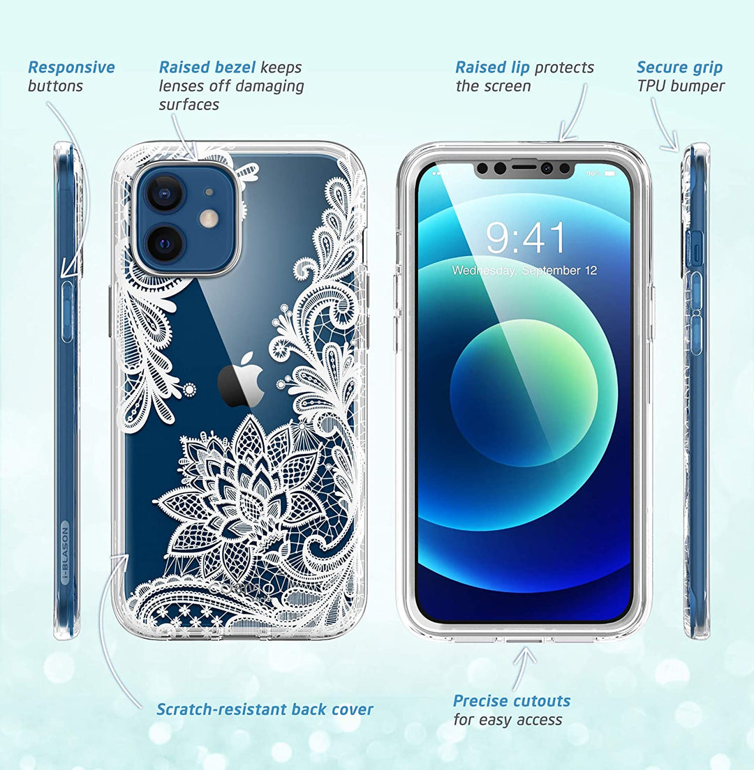 i-Blason Cosmo Series Case for iPhone 12, iPhone 12 Pro 6.1 inch (2020 Release), Slim Full-Body Stylish Protective Case with Built-in Screen Protector