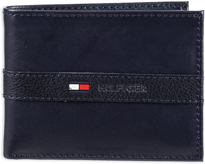 Tommy Hilfiger 31TL22X062 Ranger Leather For Men Bifold Wallets Navy - 3alababak