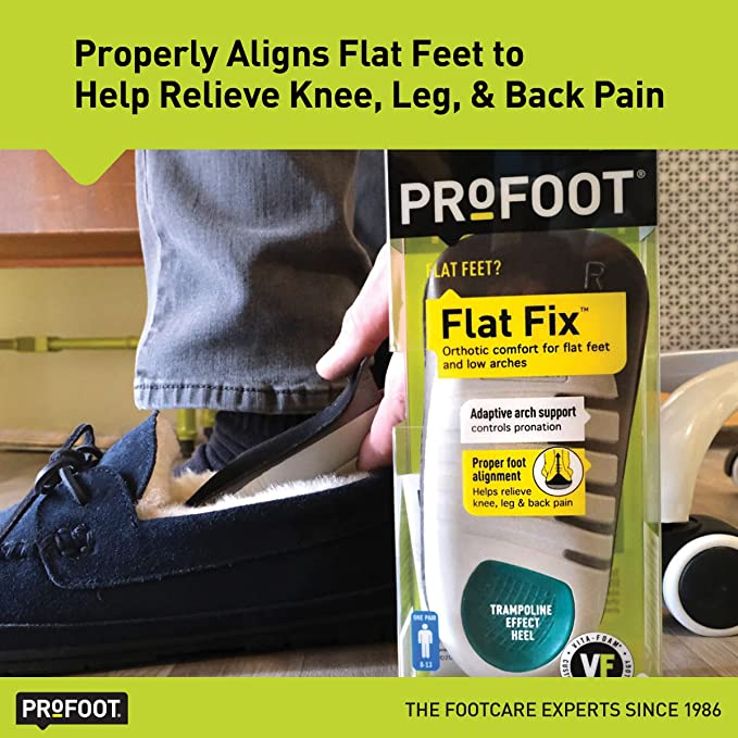 PROFOOT, Flat Fix Orthotic, 1 Pair, Orthotic Insoles for Flat Feet and Low Arches, Inserts Help Support Arch and Heel, Lightweight, Absorbs Shock to Help Reduce Foot, Leg, Hip, Back Pain - 3alababak