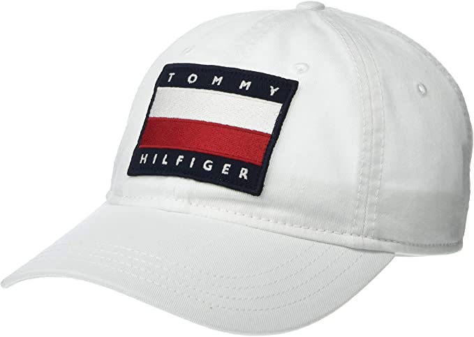 Tommy Hilfiger Men's Cotton Tony Adjustable Baseball Cap - Classic White - 3alababak