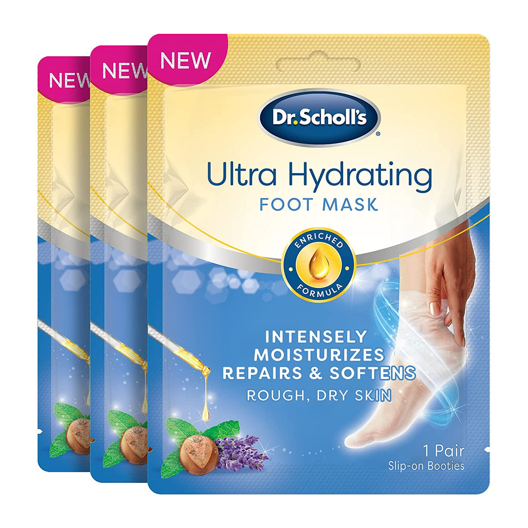 Dr. Scholl's Ultra Hydrating Foot Peel Mask 3 Pack , Intensely Moisturizes Repairs and Softens Rough Dry Skin with Urea, 3 Count 1 Pair - 3alababak