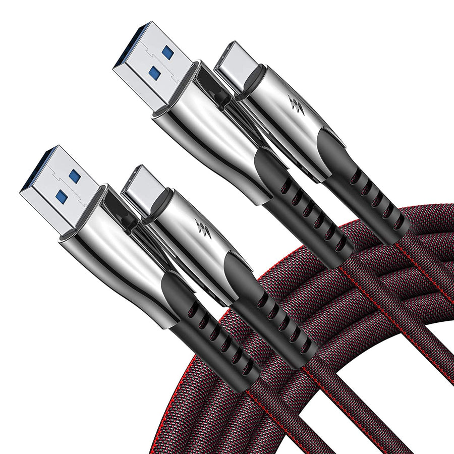 AINOPE USB Type C Cable 3.1A Fast Charger (2-Pack, 6ft+6ft) - Red - 3alababak