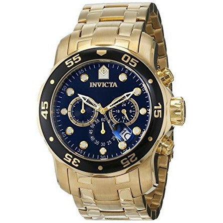 Invicta Men's 0072 Pro Diver Collection Chronograph 18k Gold-Plated Watch, Gold/Black - 3alababak