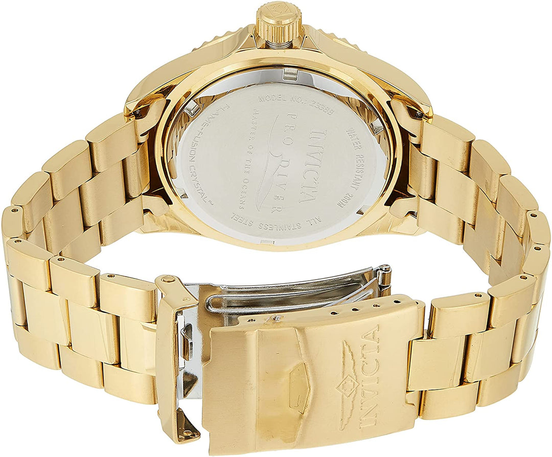 Invicta Men's Pro Diver Quartz Diving Watch with Stainless-Steel Strap, Gold, 22 (Model: 23388) - 3alababak