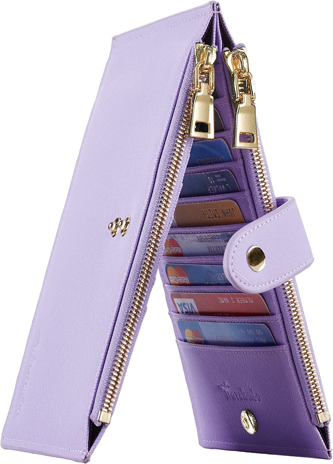Travelambo Womens Wallet RFID Blocking Bifold Multi Card Case Wallet with Zipper Pocket - 3alababak