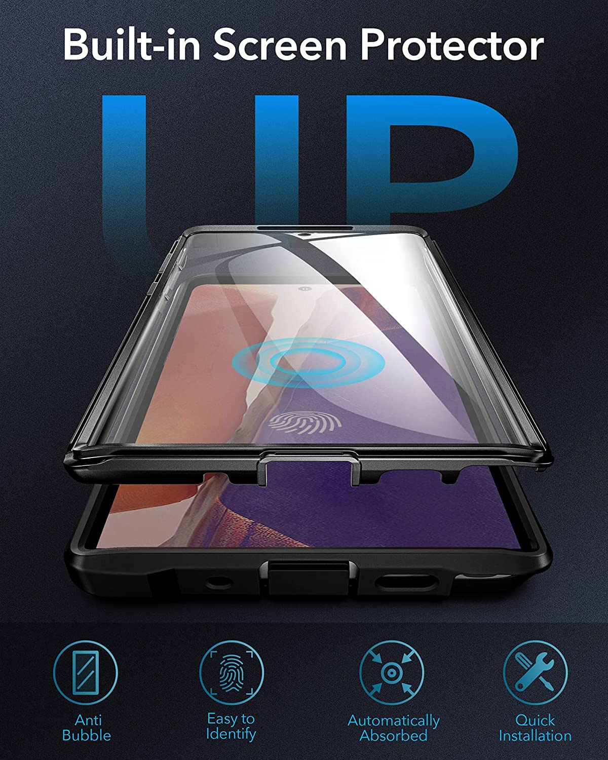 Youmaker Case Galaxy Note 10 Plus, Screen Protector Work with Fingerprint ID Kickstand Full Body - 3alababak