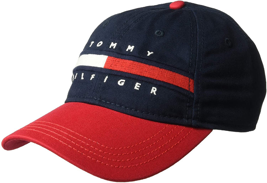 Tommy Hilfiger Men's Dad Hat Avery Cap, Navy Blazer/Racing red, O/S - 3alababak