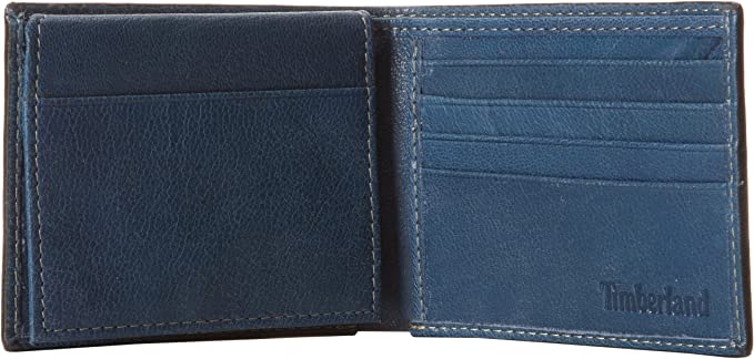Timberland D02387 Men's Leather Wallet With Attached Flip Pocket, Navy Blix - 3alababak