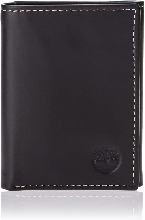 Timberland D77221/08 Tri-Fold Men's Leather Trifold Wallet with ID Window - Black Hunter - 3alababak