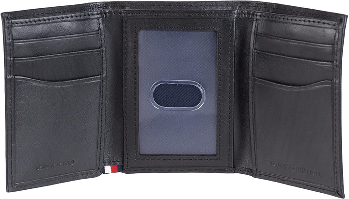 Tommy Hilfiger Men's Genuine Leather Trifold 31TL110045 Wallet - Deep Black - 3alababak