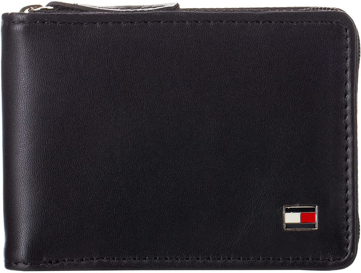 Tommy Hilfiger Men's Oxford Ziparound Wallet 31TL13X032, Black - 3alababak