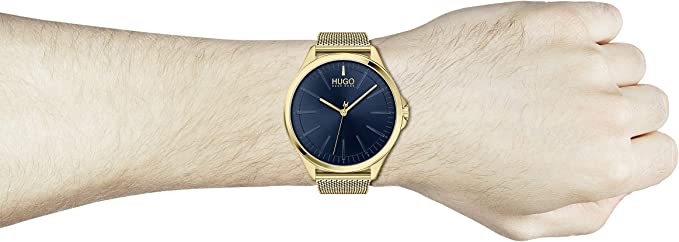 HUGO by Hugo Boss #Smash Men's Quartz Gold Plated Case and Mesh Bracelet Casual Watch, Color: (Model: 1530178) - 3alababak