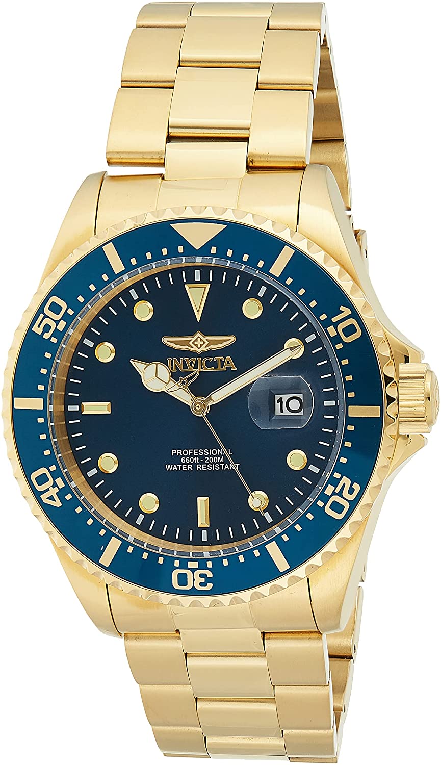 Invicta Men's Pro Diver Quartz Diving Watch with Stainless-Steel Strap, Gold, 22 (Model: 23388) - 3alababak