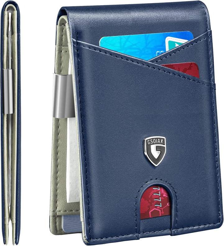 GSOIAX Men's Slim Leather RFID Wallet with Money Clip – 3alababak GSOIAX Men's Slim Leather RFID Wallet with Money Clip – 3alababak
