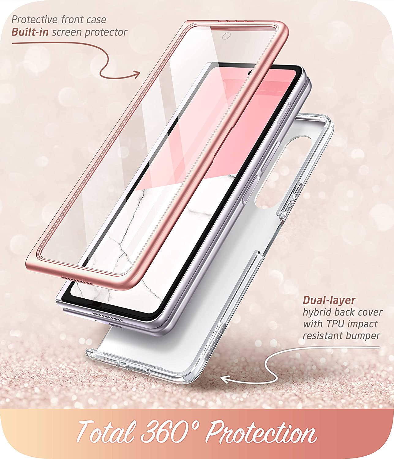 i-Blason Cosmo Series Case for Samsung Galaxy Z Fold 3 5G (2021), Slim Stylish Protective Bumper Case with Built-in Screen Protector - 3alababak