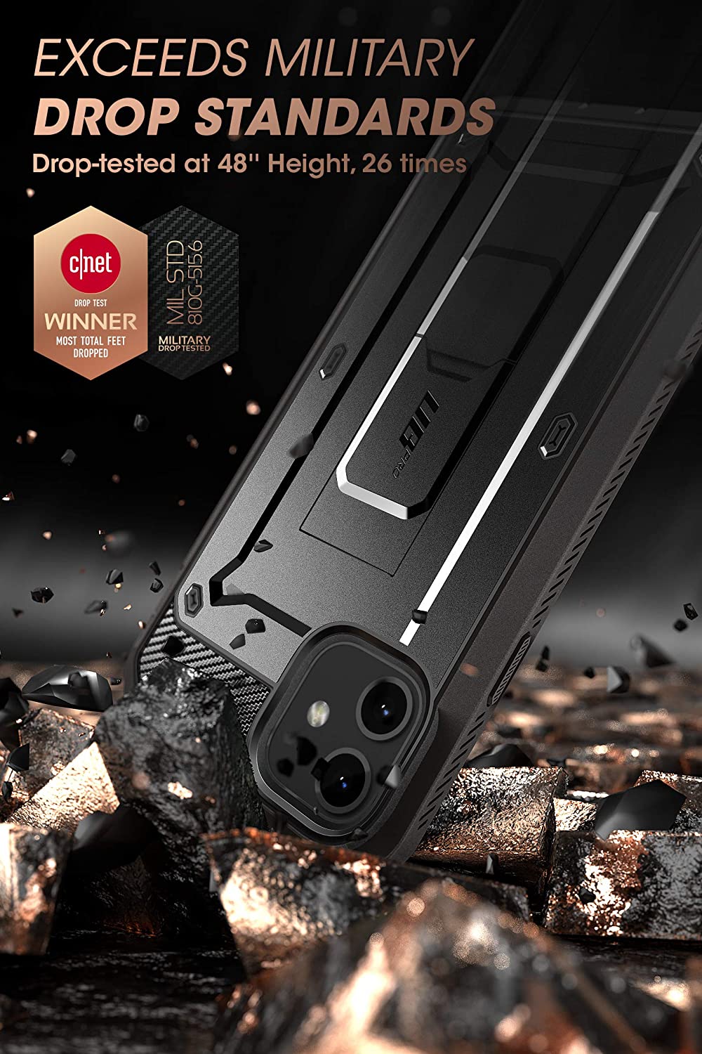 SUPCASE Unicorn Beetle Pro Series Case iPhone 11 6.1 Inch, Built-In Screen Protector Full-Body Rugged Holster Case - 3alababak