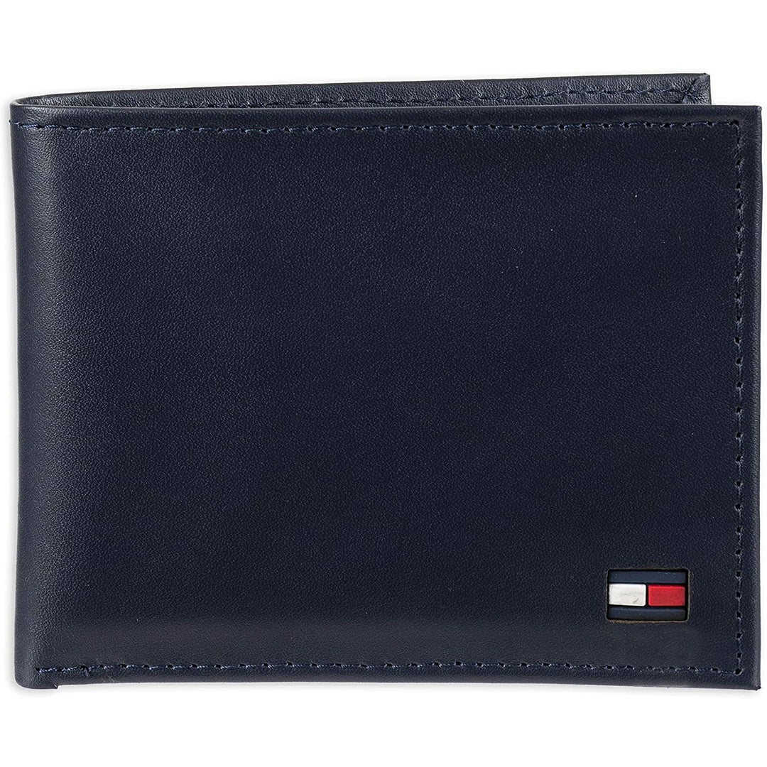 Tommy Hilfiger 31tL22X046 Men's Leather Dore Passcase Billfold Wallet with Removable Card Holder Navy - 3alababak