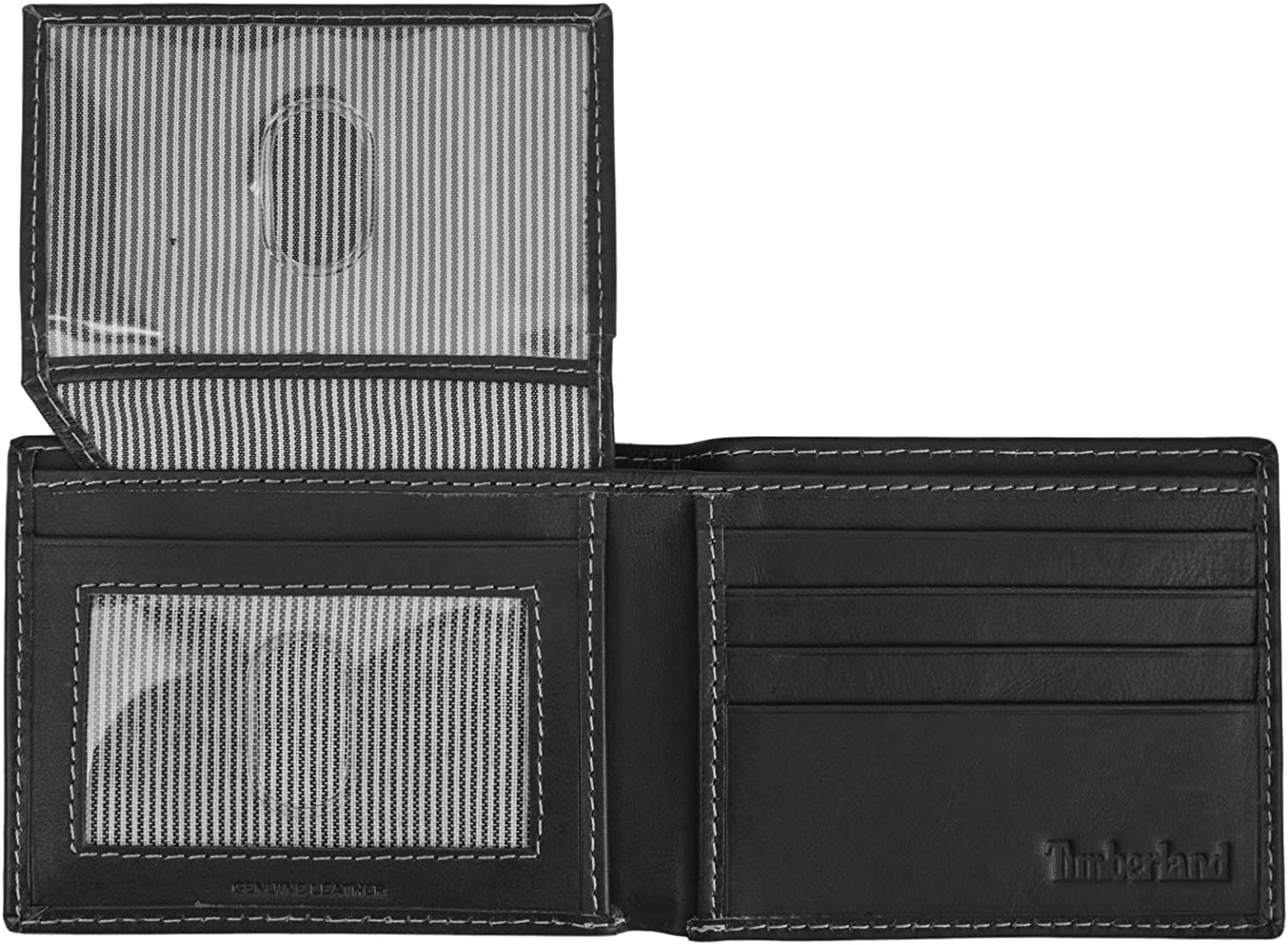 Timberland D01387/08 Men's Leather Wallet with Attached Flip Pocket Black - 3alababak