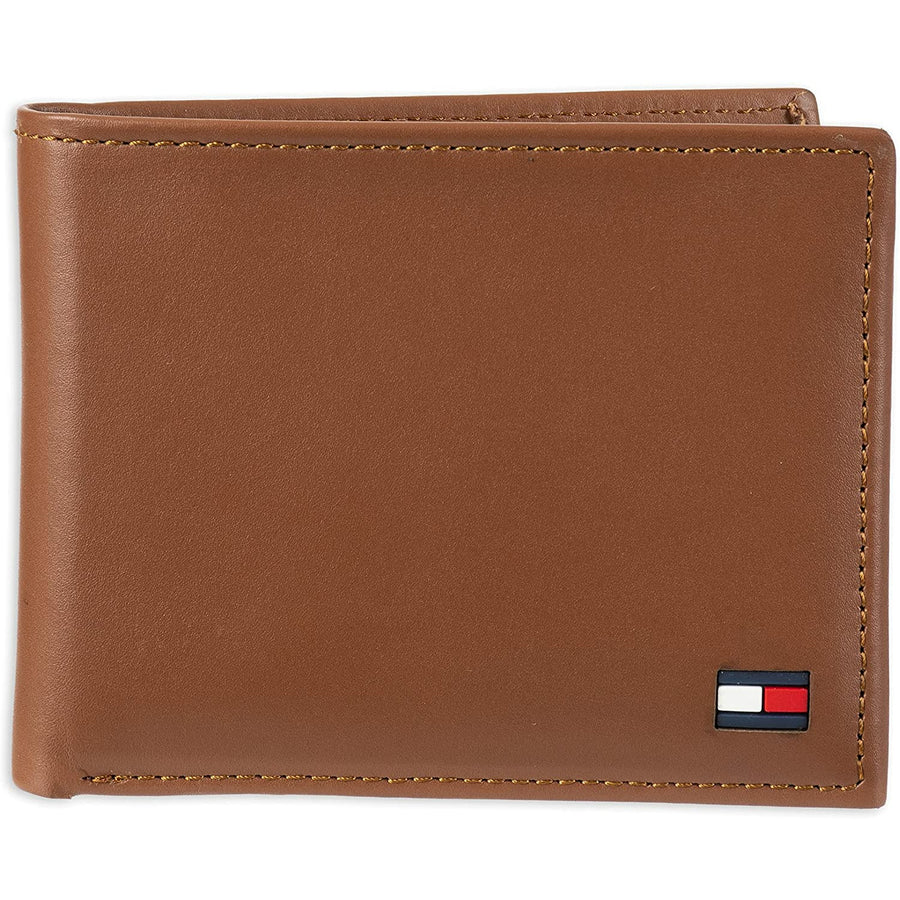 Tommy Hilfiger 31tL22X046 Men's Leather Dore Passcase Billfold Wallet British Tan - 3alababak